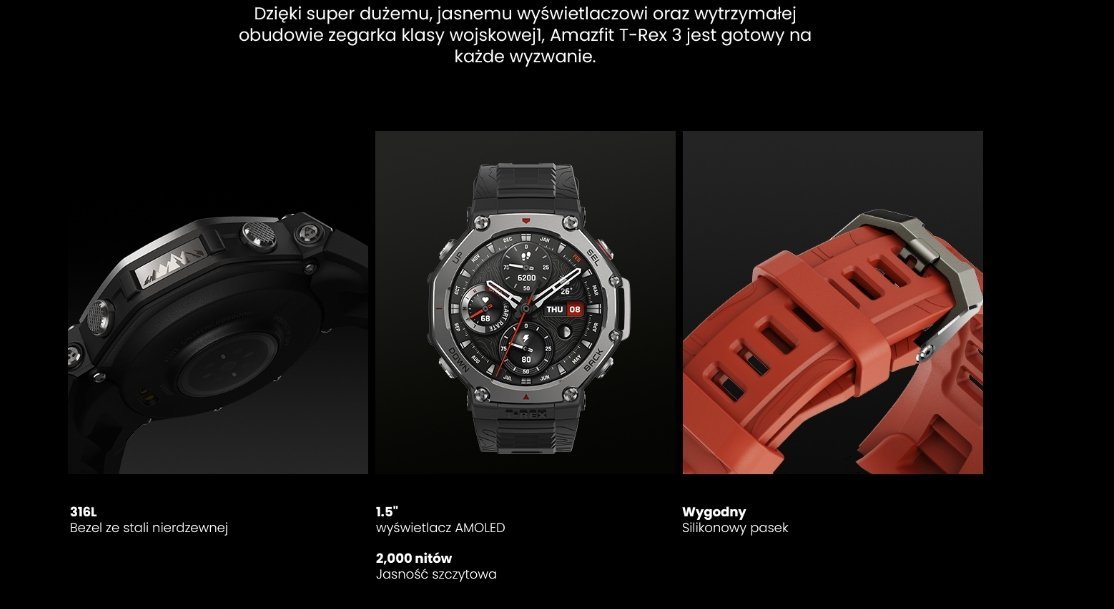 Orë inteligjente Amazfit T-Rex 3, GPS, rezistente ndaj ujit, e zezë