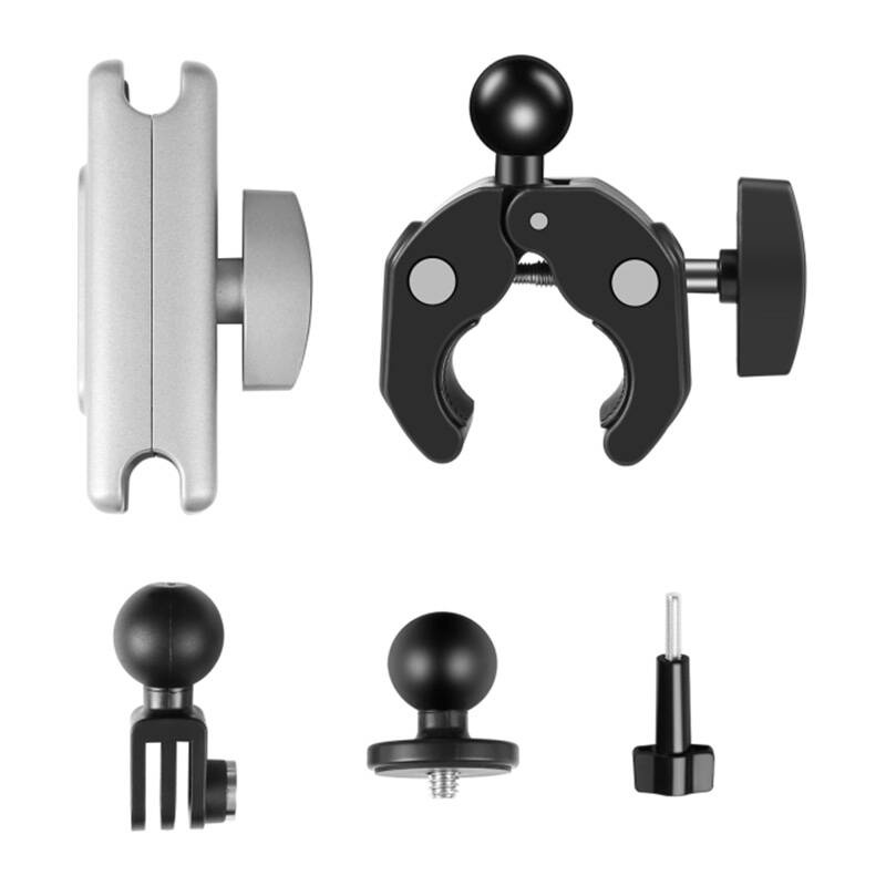 Mbajtës kamerë aksioni Puluz PU867B, për timon motoçiklete 1.5 5 cm, rrotullim 360°, i zi