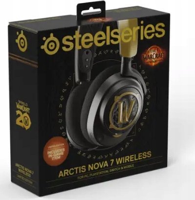 Kufje gaming SteelSeries Arctis Nova 7 World of Warcraft Edition, wireless, 2.4GHz dhe Bluetooth, të zeza