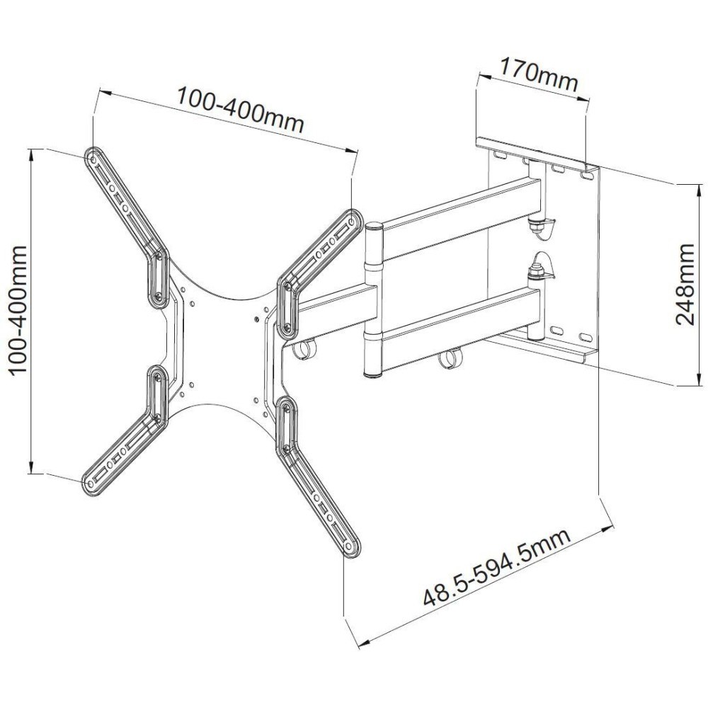 Mbajtëse muri për TV Techly, 23"-55", e zezë
