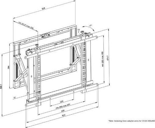 Mbajtëse muri për monitor Neomounts WL95-800BL1, 42"-70", 35kg, e zezë