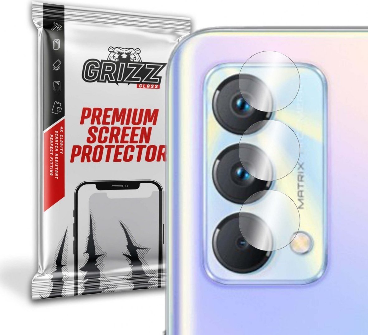Mbrojtës kamerë GrizzGlass Hybrid, për Realme GT Master Edition, transparent