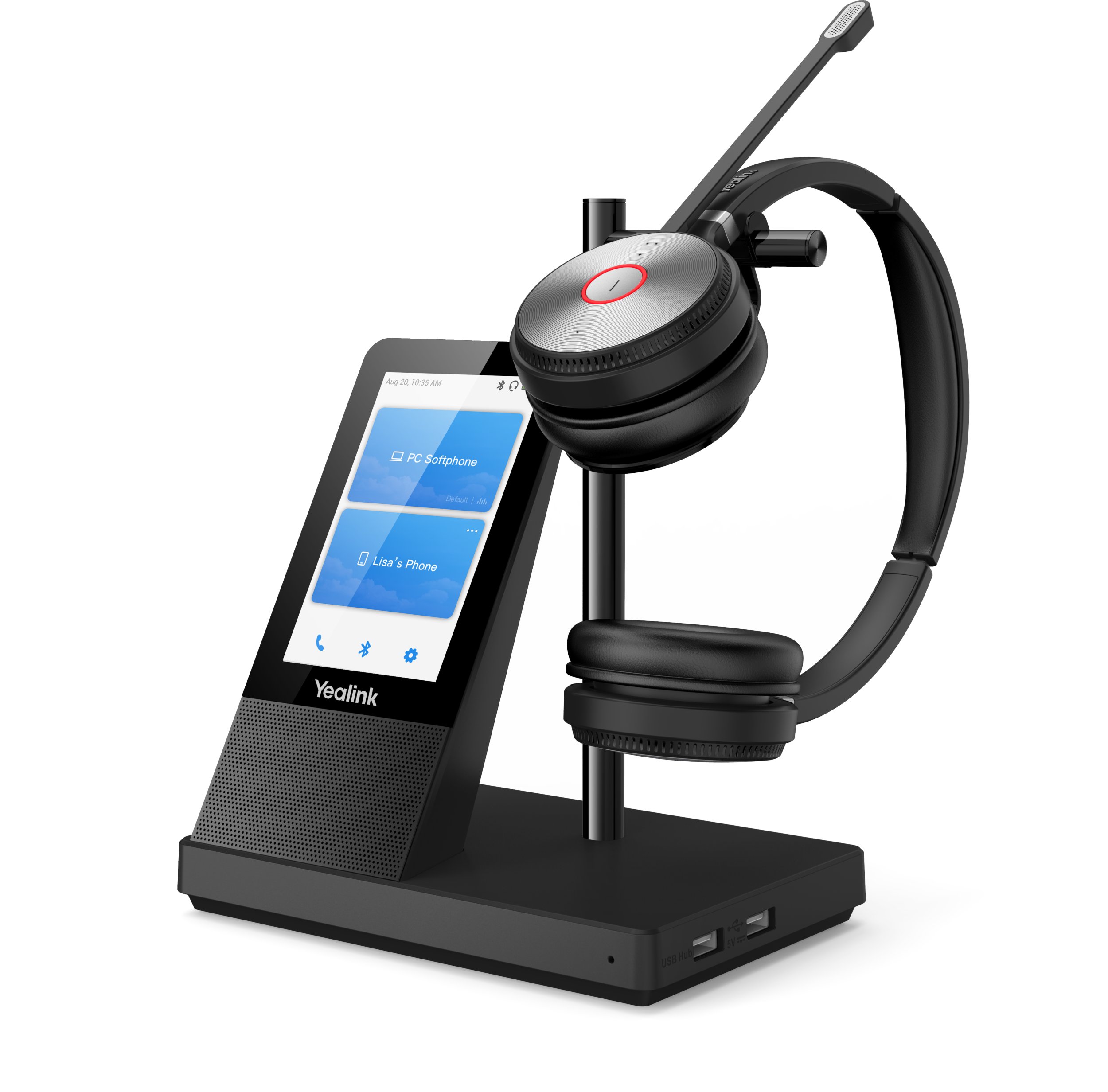 Kufje zyre Yealink WH66, DECT wireless, me bazë, të zeza