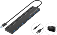 Hub USB LevelOne Conceptronic HUBBIES19BP, 7 porta, USB 3.0, me adaptues energjie