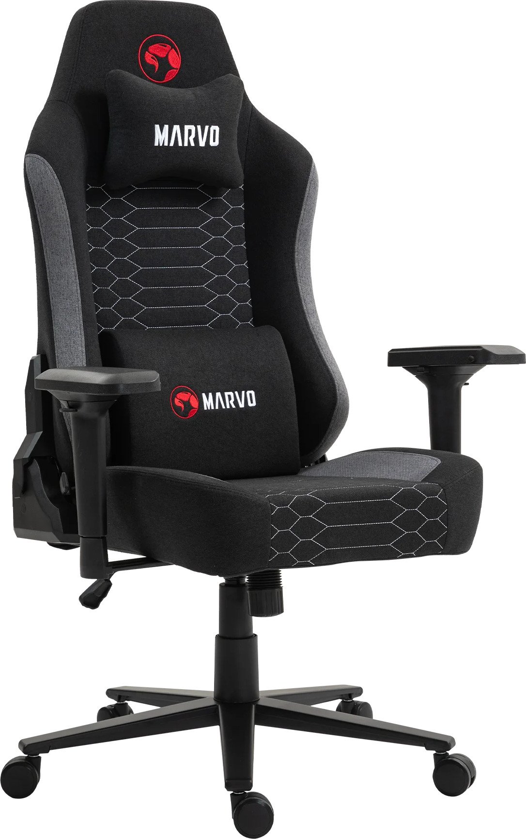 Karrige gaming Marvo KAHN GREY, mbështetëse 4D, deri 150kg, e zezë gri