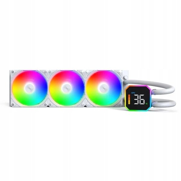 Ftohës uji CPU Montech HyperFlow Digital 360, AIO 360mm, Intel AMD, i bardhë