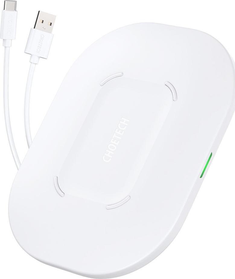 Karikues wireless Choetech T550-F, QC 3.0, 15W, i bardhë + adapter 18W