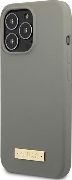 Mbështjellës telefoni Guess GUHMP13XSPLG për iPhone 13 Pro Max, silikon, MagSafe, gri