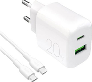 Karikues Puro PRO LITE 20W, USB Type A, USB Type C, i bardhë