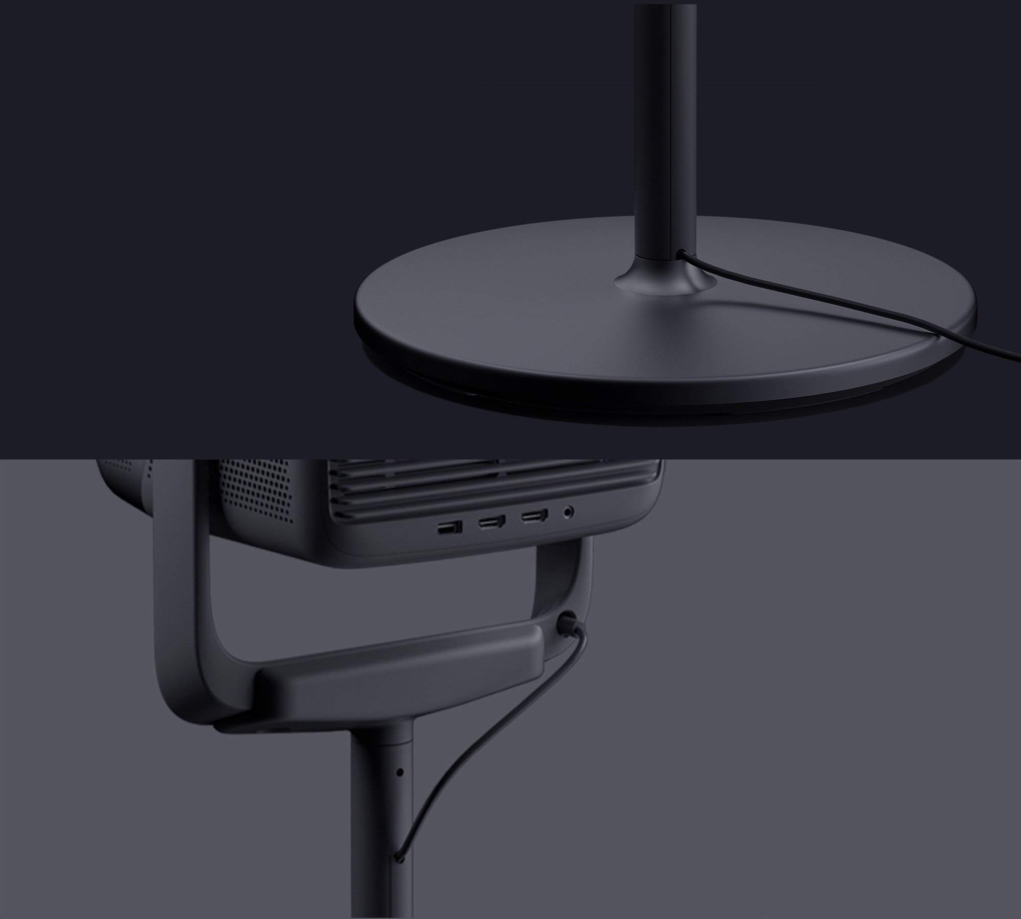 Stativ dyshemeje për projektor JMGO Floor Stand, rrotullim 360°, me kanal kabllosh, i zi
