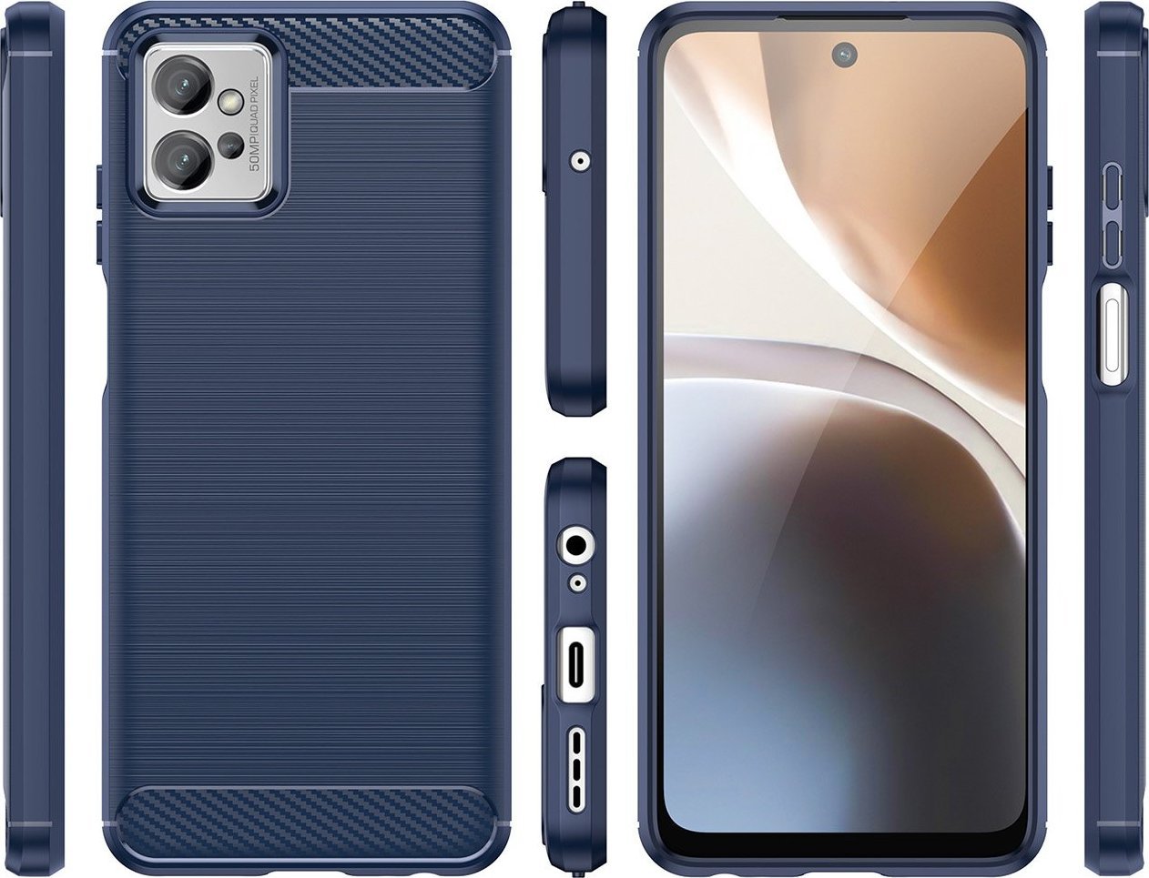 Mbrojtëse telefoni Hurtel Carbon Case për Xiaomi Poco F4 5G, silikon fleksibël, blu