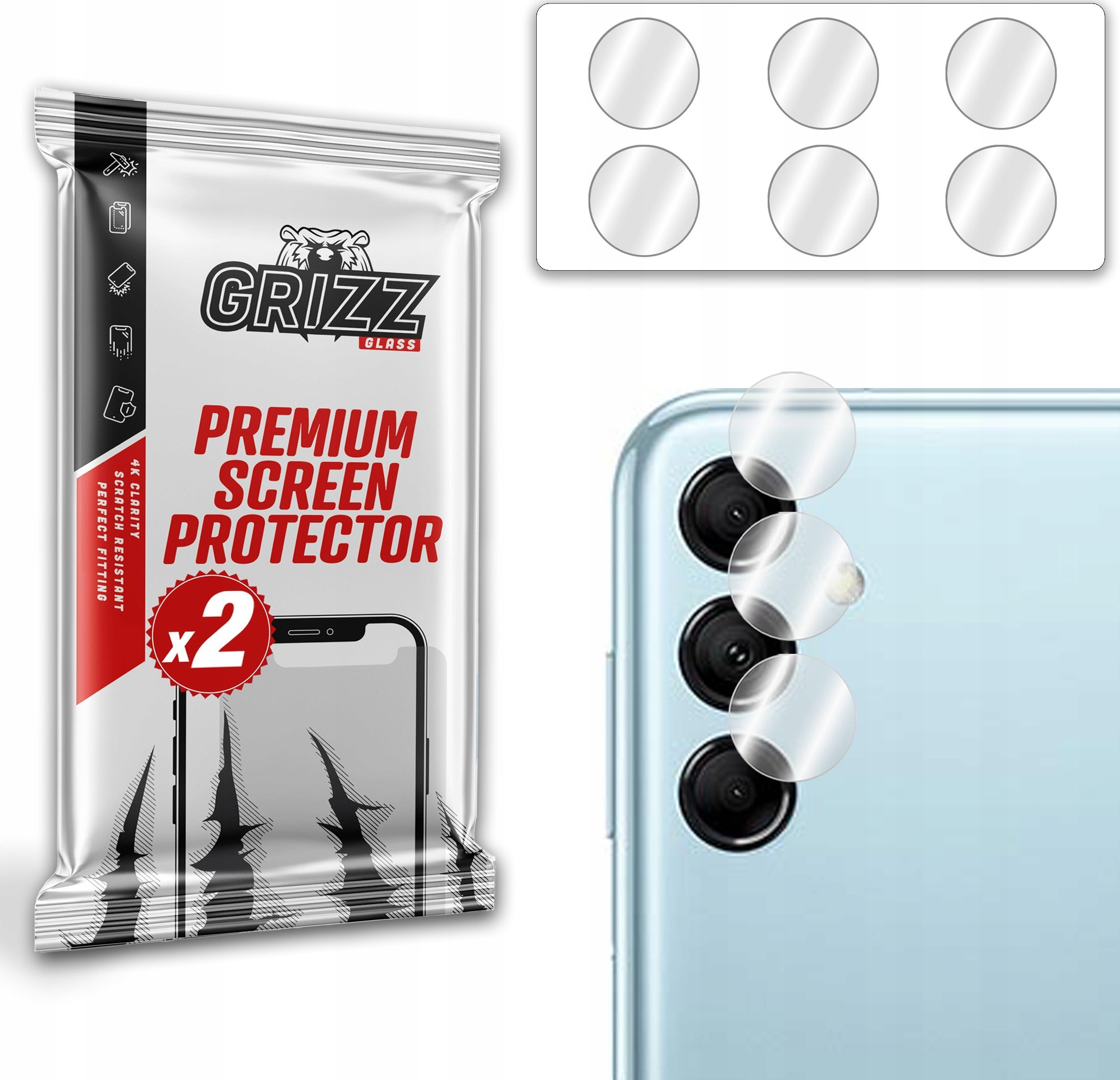 Xham mbrojtës kamerë GrizzGlass HybridGlass për Samsung Galaxy M14, 2 copë, transparent