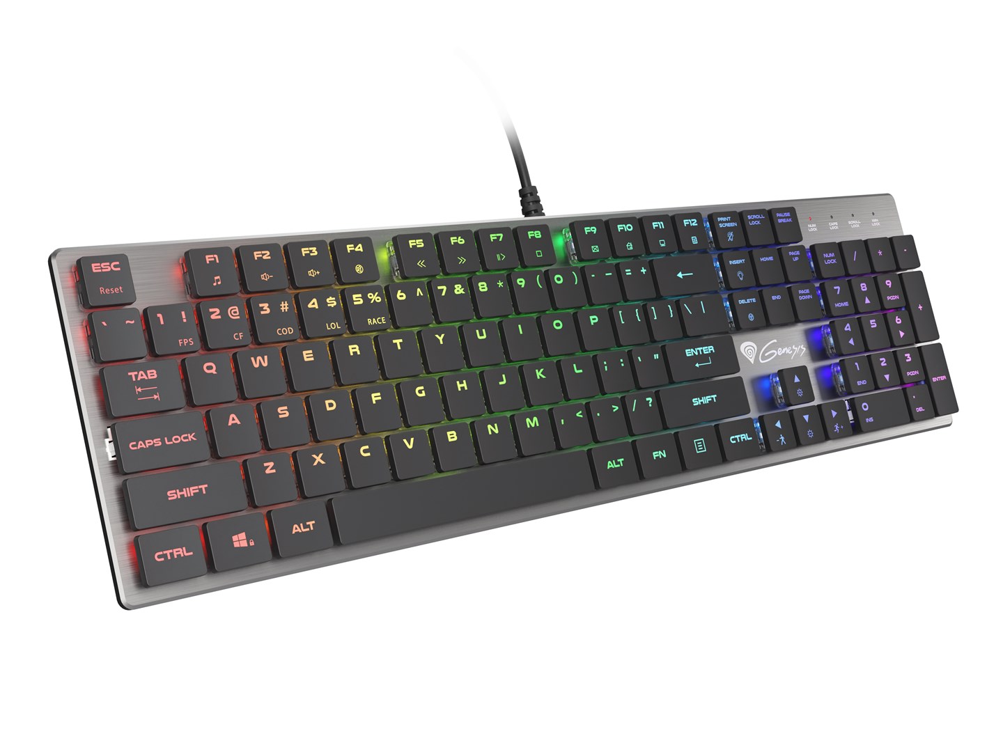 Tastierë lojërash Genesis Thor 420, Slim Content Blue, RGB, e zezë