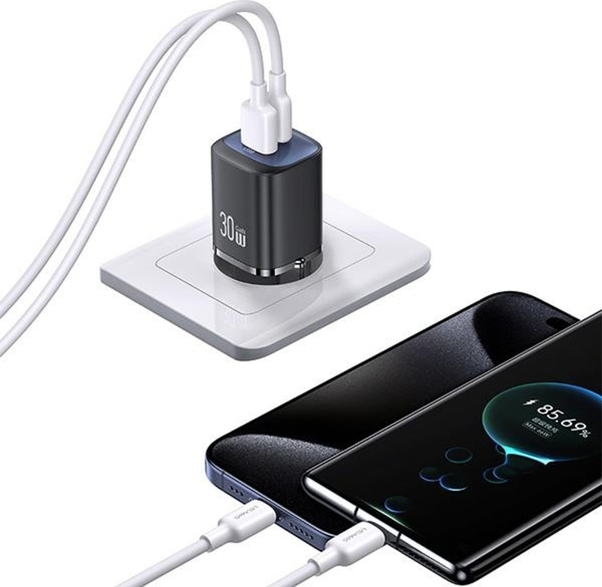 Karikues muri Usams US CC254, 30W GaN, USB C dhe USB A, i zi