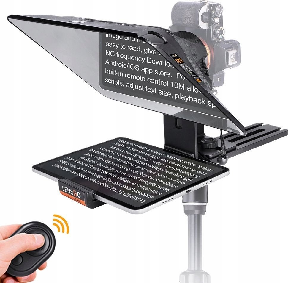 Teleprompter Lensgo TC12, për tablet deri 12.9", me telekomandë Bluetooth, i zi