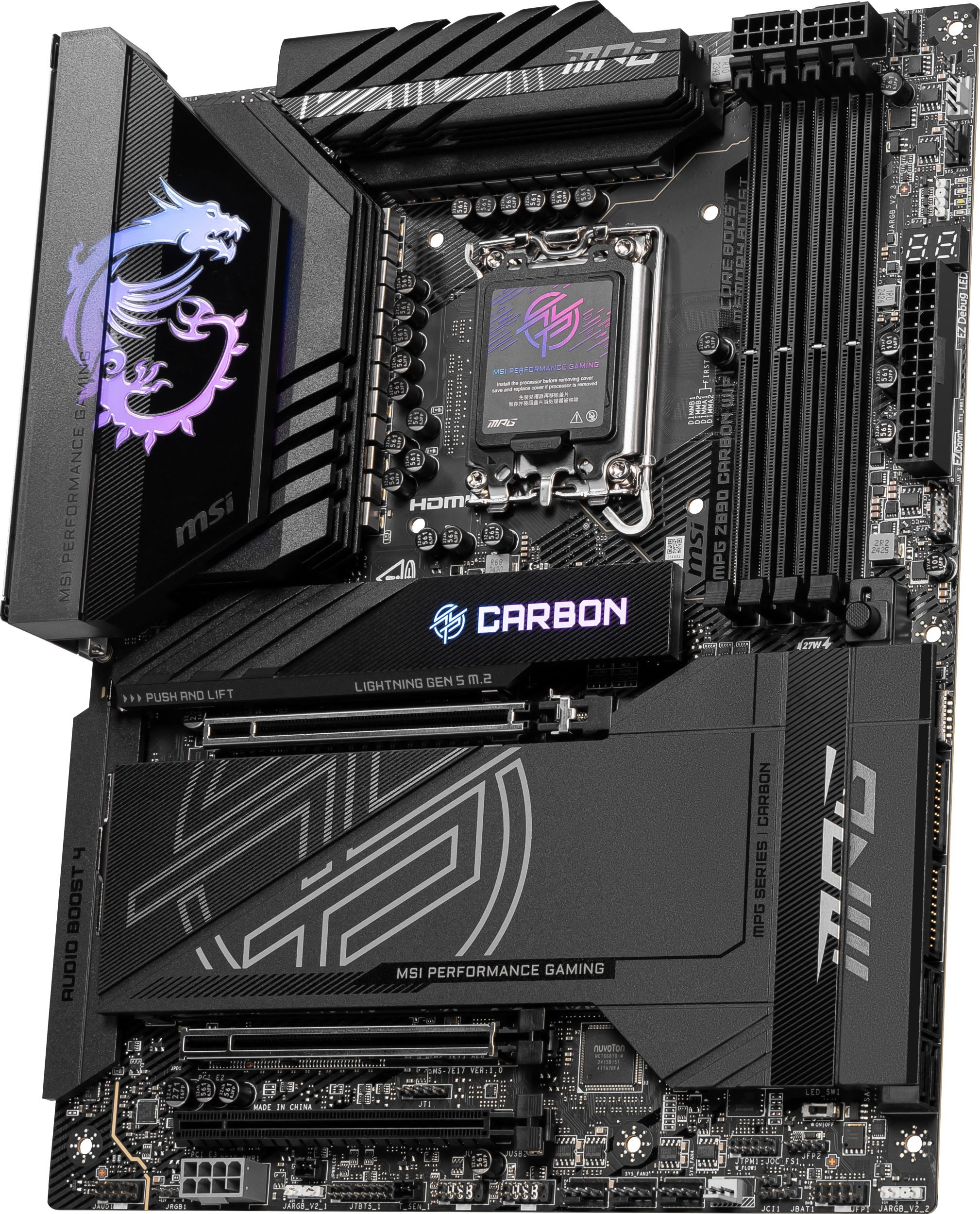 Pllakë amë MSI MPG Z890 Carbon WiFi, Intel LGA 1851, ATX, e zezë