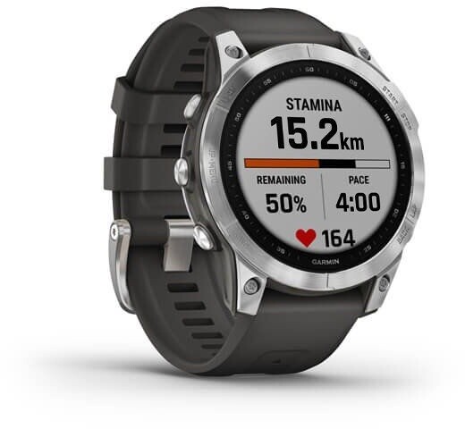 Orë Garmin Fenix 7 PRO, e argjendtë / rrip silikoni grafit