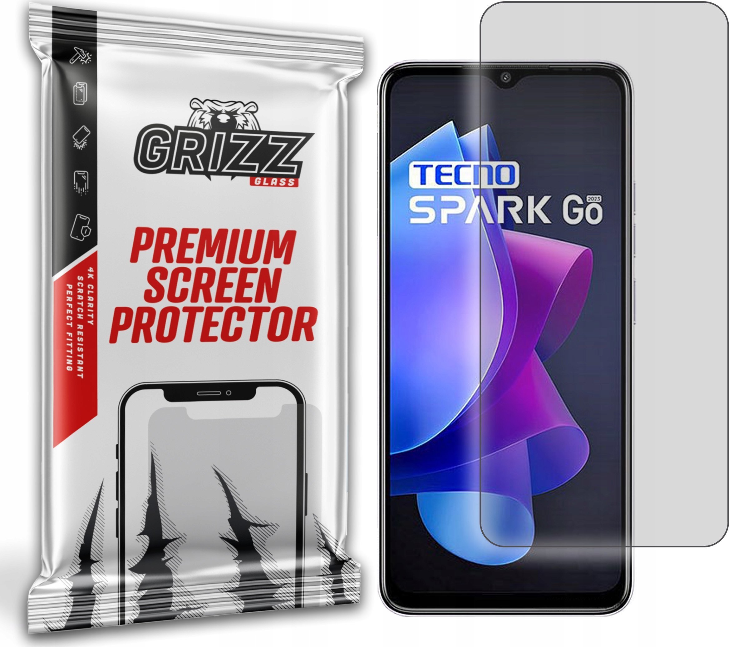 Folje mbrojtëse ekrani Grizz për Tecno Spark Go 2023, anti-fingerprint, matte, transparente