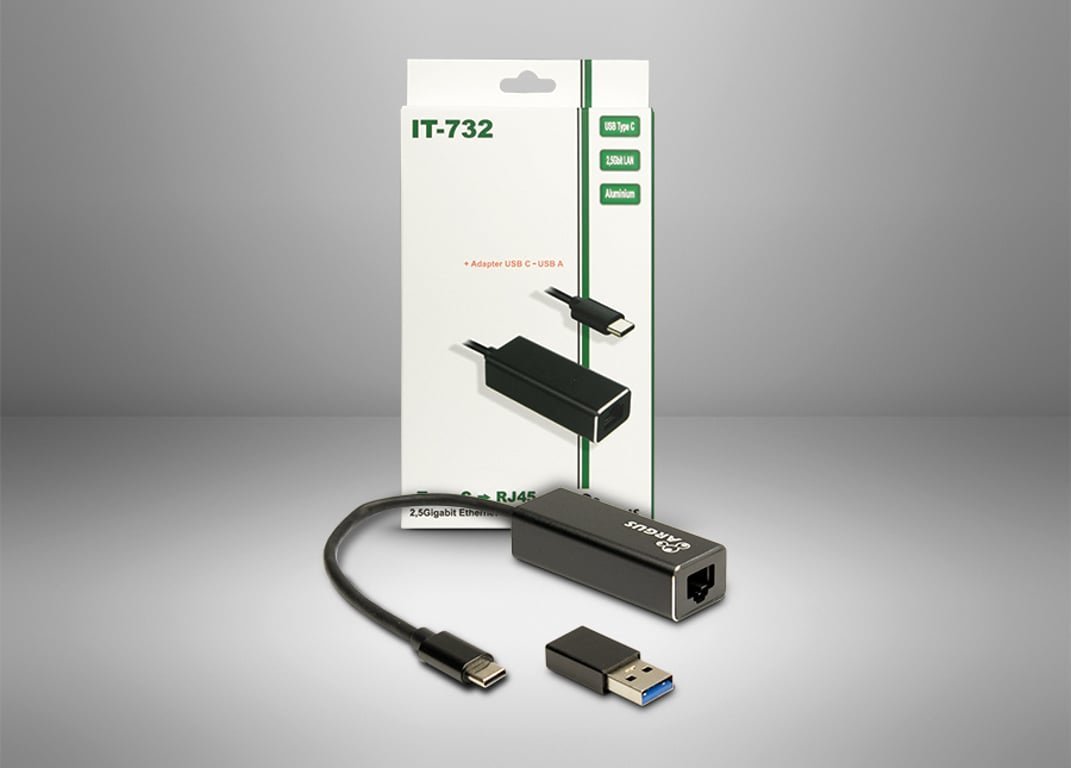 Adapter rrjeti Inter-Tech IT-732, 2.5 Gbit/s, USB Type-C në RJ45, gri