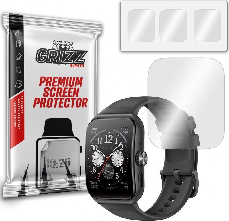Mbrojtëse ekrani GrizzGlass Hydrogel Film për Oppo Watch 3 Pro, set 3 copë, transparente