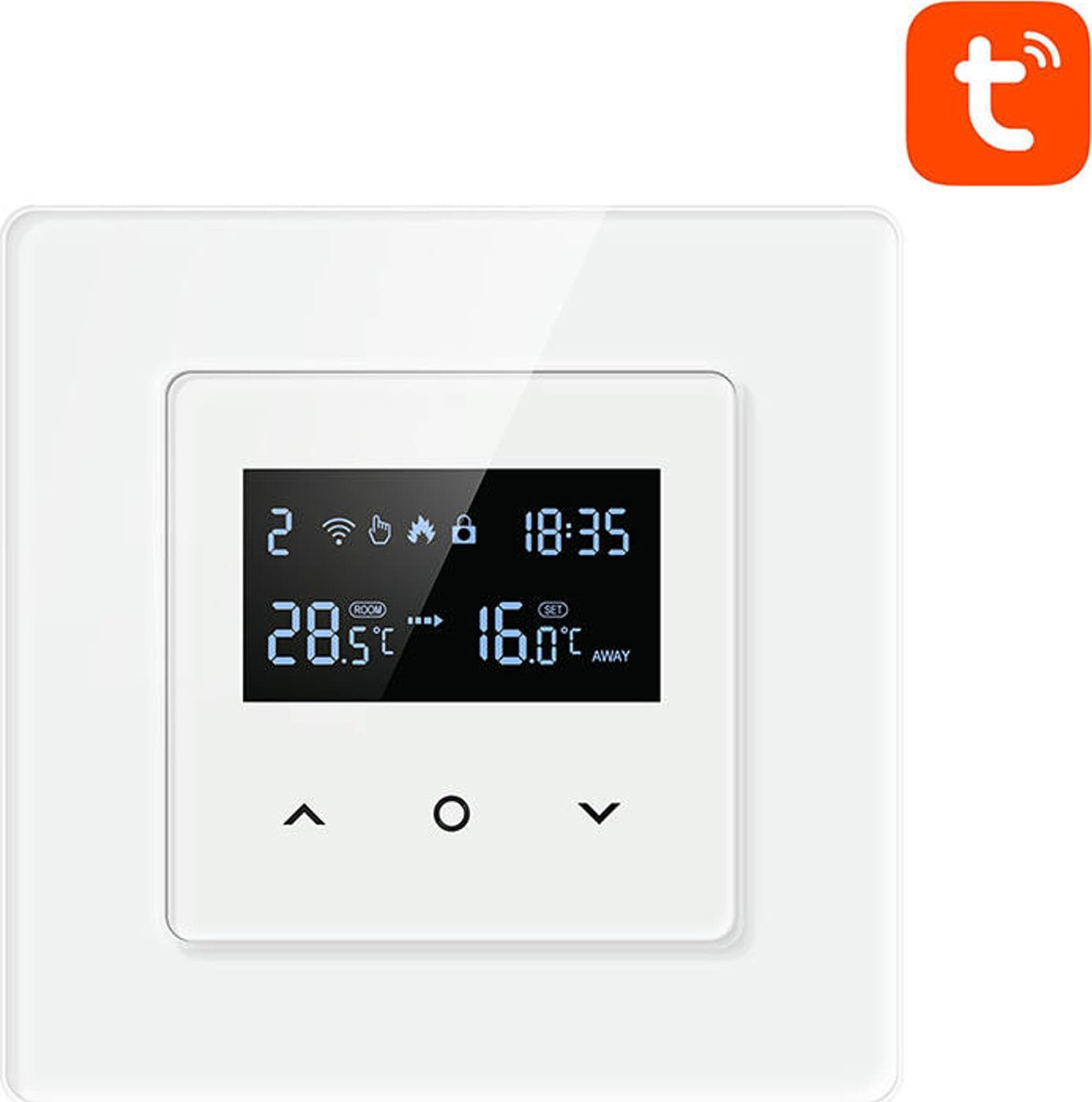 Termostat i mençur Avatto WT200-BH-3A-W, WiFi, kontroll për bojler dhe ngrohje, i bardhë
