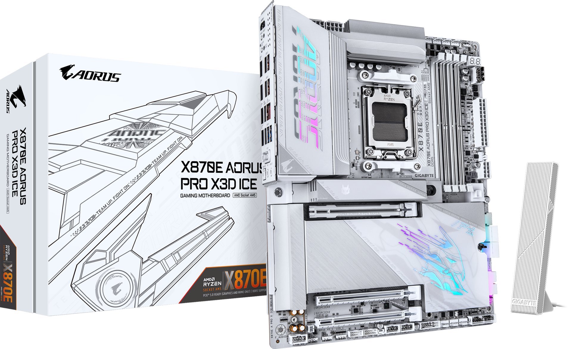 Motherboard GIGABYTE X870E AORUS PRO X3D ICE, DDR5, PCIe 5.0, e bardhë