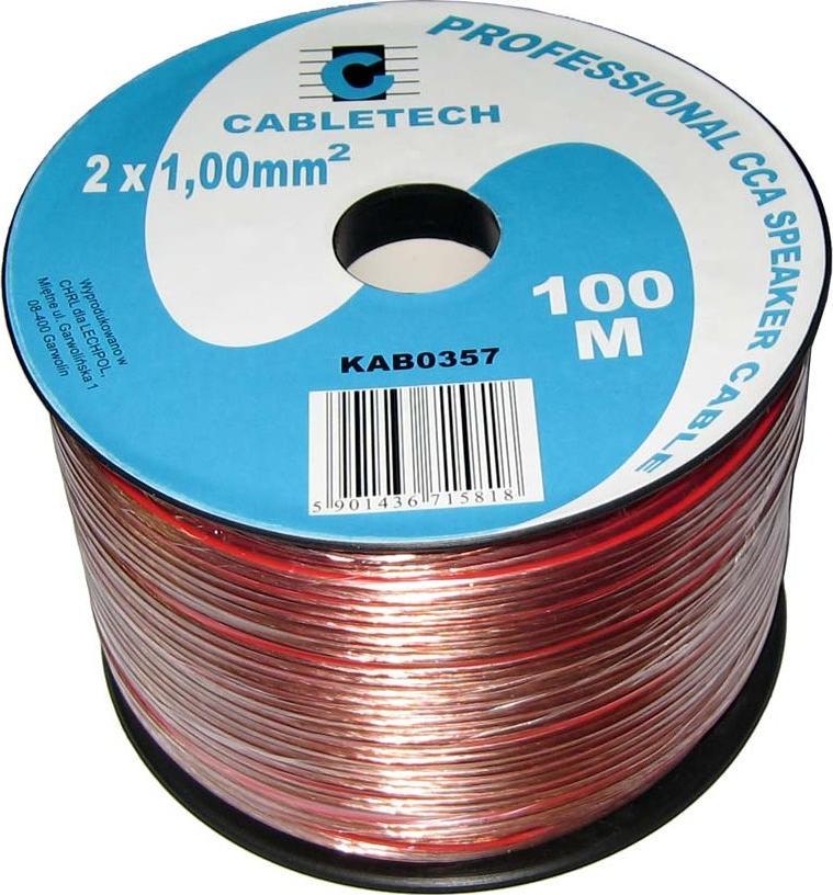 Kabllo altoparlantësh Cabletech CCA, 2x1mm², transparente