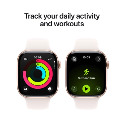Apple Watch Series 11 GPS 46mm Rose Gold Aluminium Case with Light Blush Sport Band, S/M