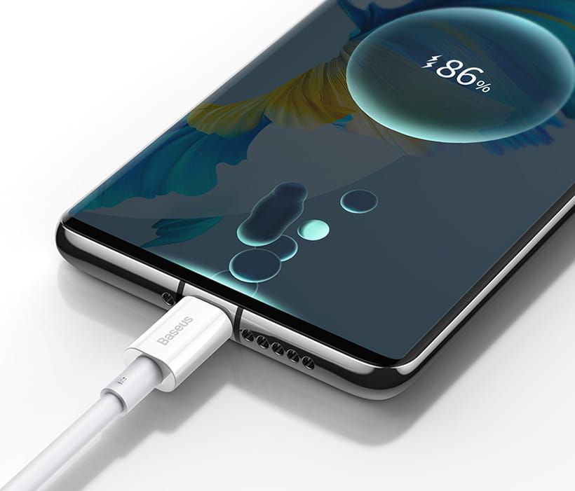 Kabllo USB Baseus USB A në USB C, 2 m, e bardhë