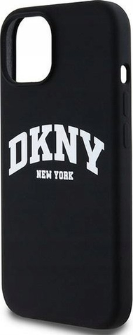 Maskë telefoni DKNY Liquid Silicone Arch Logo MagSafe për iPhone 11, silikon i lëmuar, mbrojtje nga goditjet, e zezë