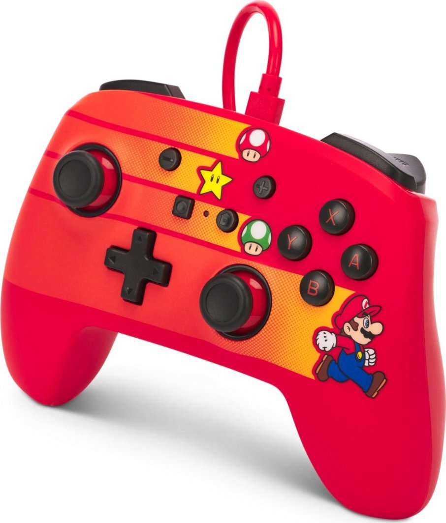 Kontroller PowerA Enhanced Speedster Mario, me kabllo, i kuq