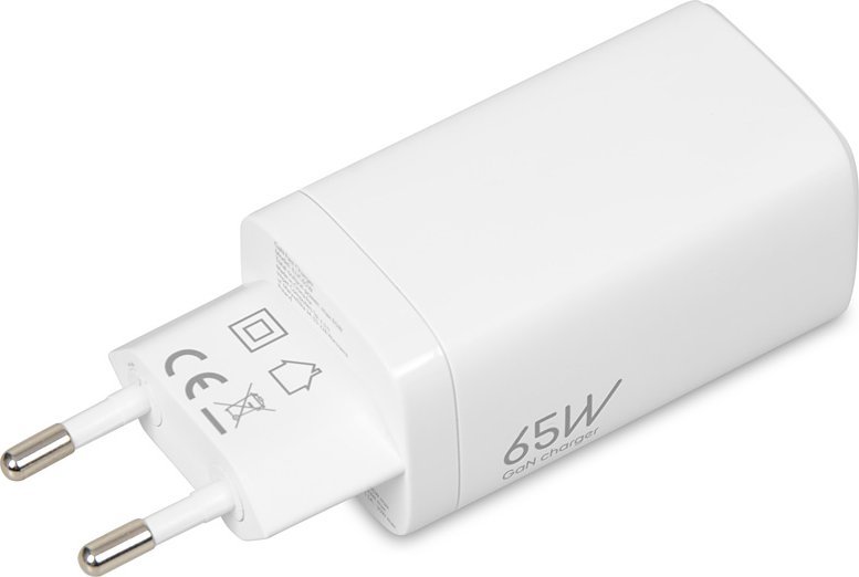 Полнач за ѕид iBOX GaN C-65, 65W PD, 2x USB-C 1x USB-A, бел