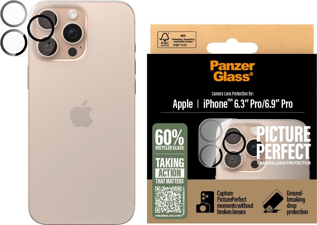 Xham mbrojtës Pantserglas Picture Perfect, për iPhone 16 Pro 16 Pro Max, transparent