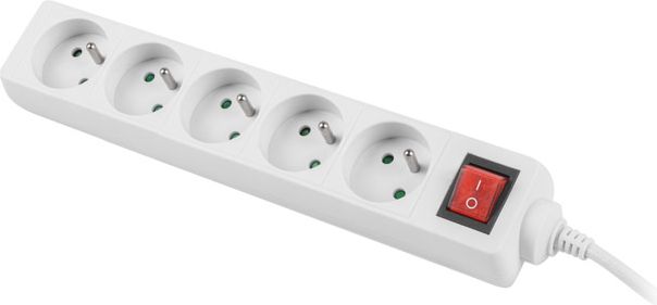 Shirit rryme Lanberg PS1-05E-0300-W, 5 presa, kabllo 3m, i bardhë