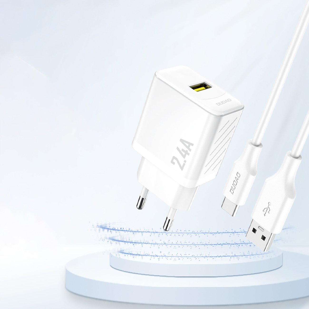 Полнач USB Dudao A23EU, 12W 2.4A GaN, 1 порт, бел
