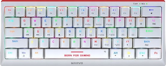 Tastierë gaming Marvo KG962G WH EN R, mekanike, 60%, RGB, e bardhë