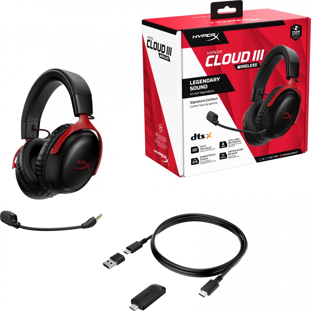 Kufje HyperX Cloud III Wireless, të zeza/ kuqe