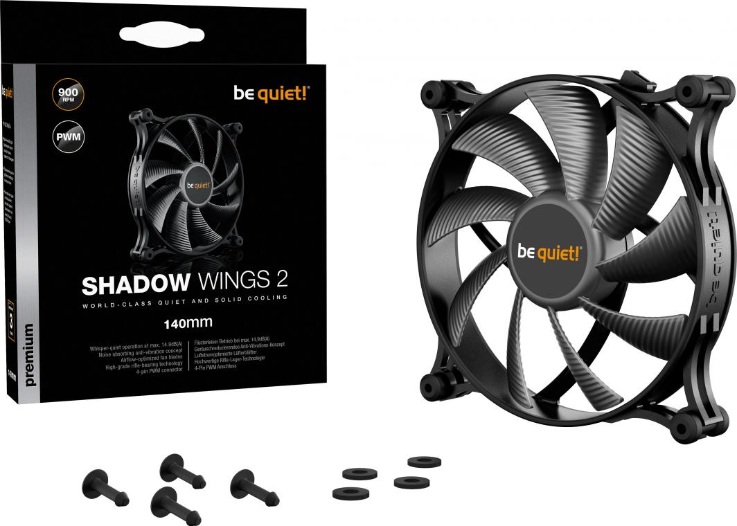 Ftohës be quiet! Shadow Wings 2 PWM, 140 mm, i zi