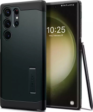 Mbulesë telefoni Spigen Tough Armor, për Samsung Galaxy S23 Ultra, me mbajtëse, jeshile