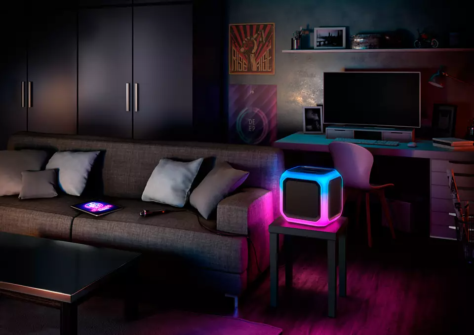 Zmadhues zëri Philips TAX7207/10, wireless, RGB, 160W, i zi