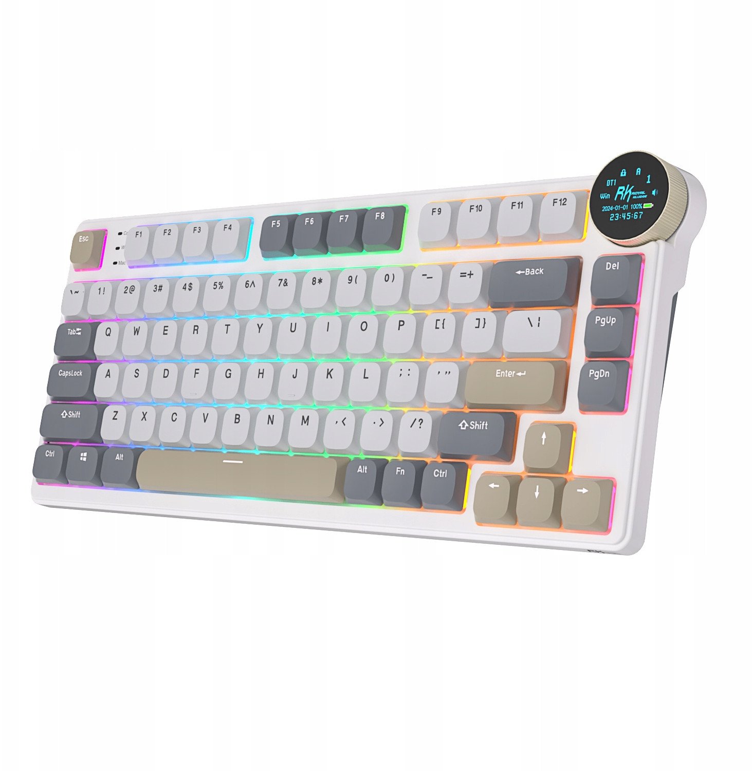 Tastierë gaming Royal Kludge RK N80, mekanike low profile, RGB, wireless Bluetooth USB C, e zezë
