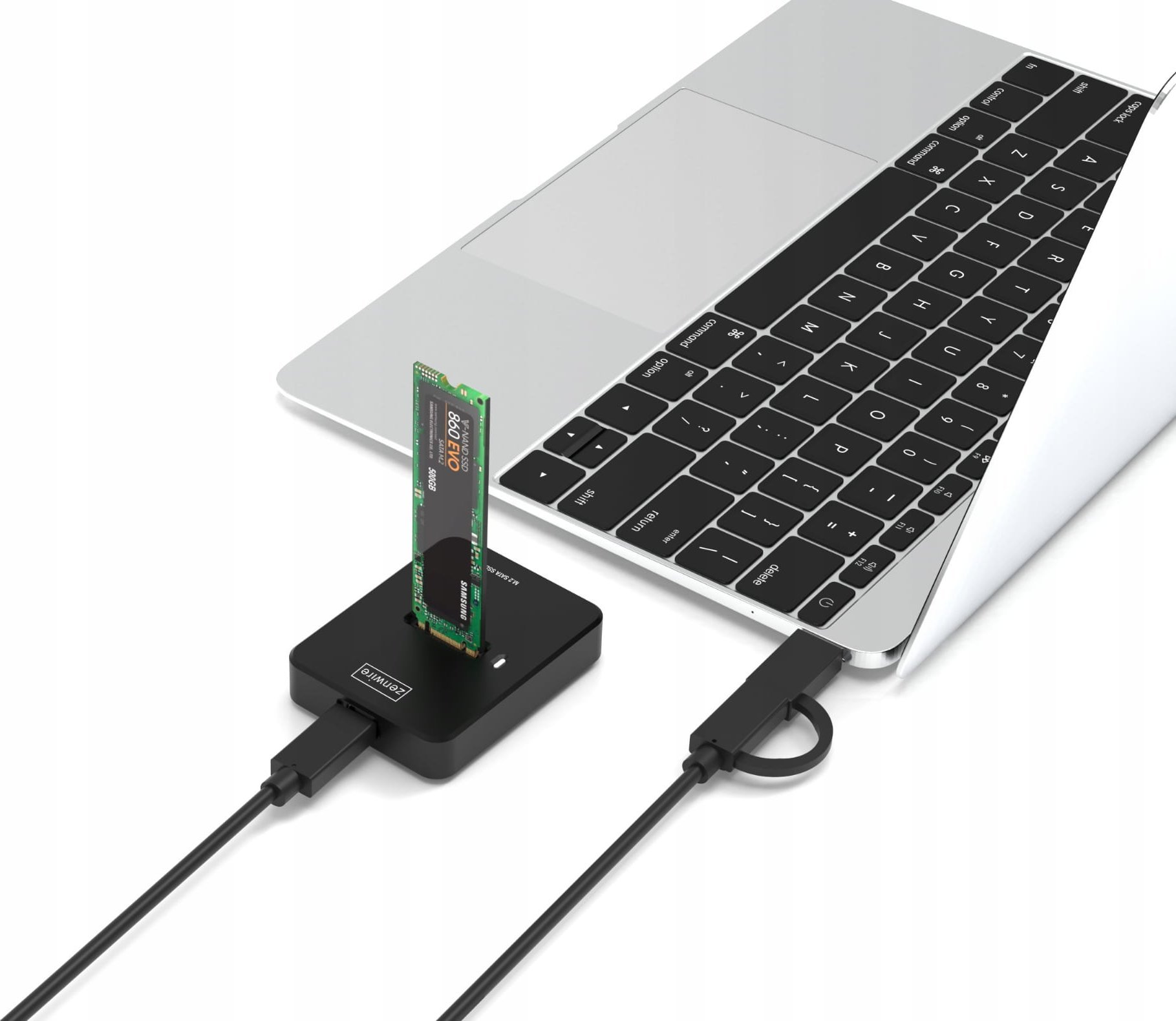 Adaptues për SSD M.2 NVMe SATA, USB C, 10Gbps, i zi