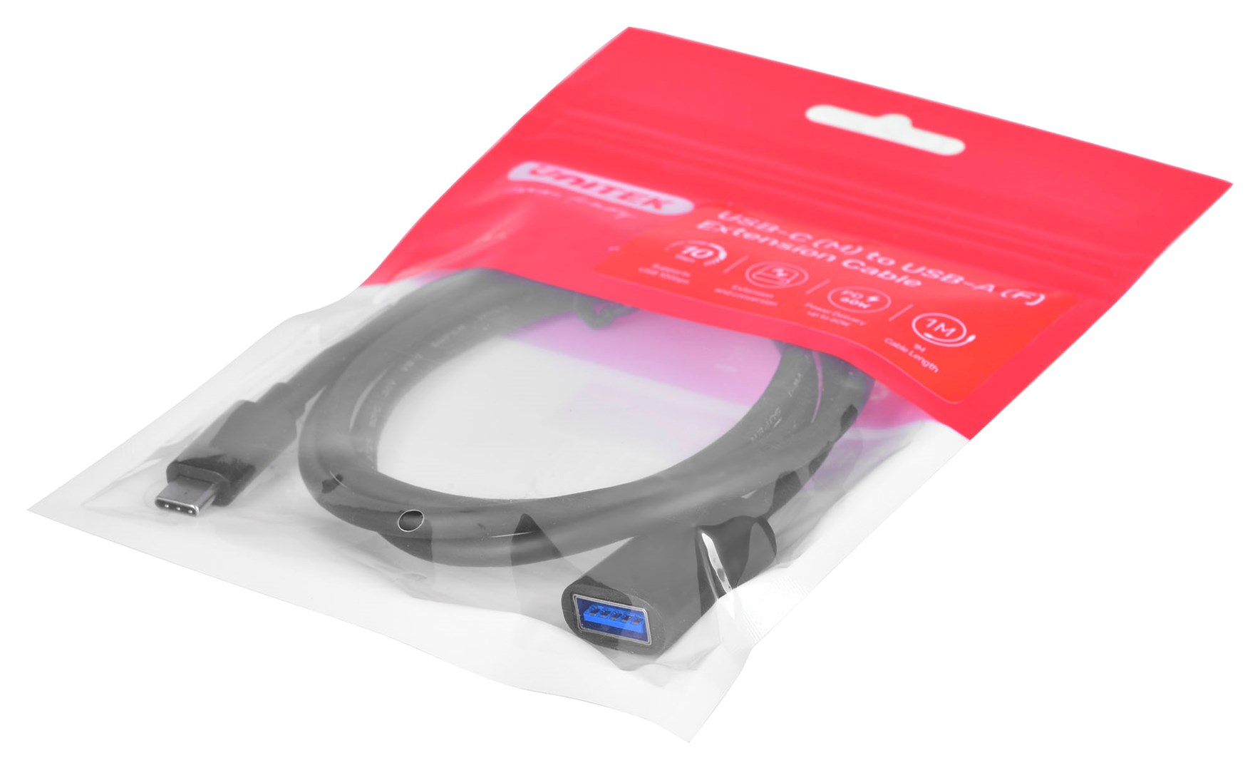 Kabllo USB Unitek C476BK, USB C në USB A, 1 m, e zezë