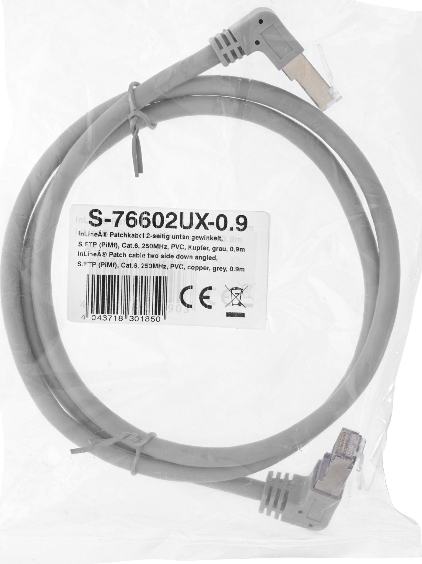 Kабел за мрежа InLine Patch Cable, Cat.6 S/FTP, 0.9m, PVC
