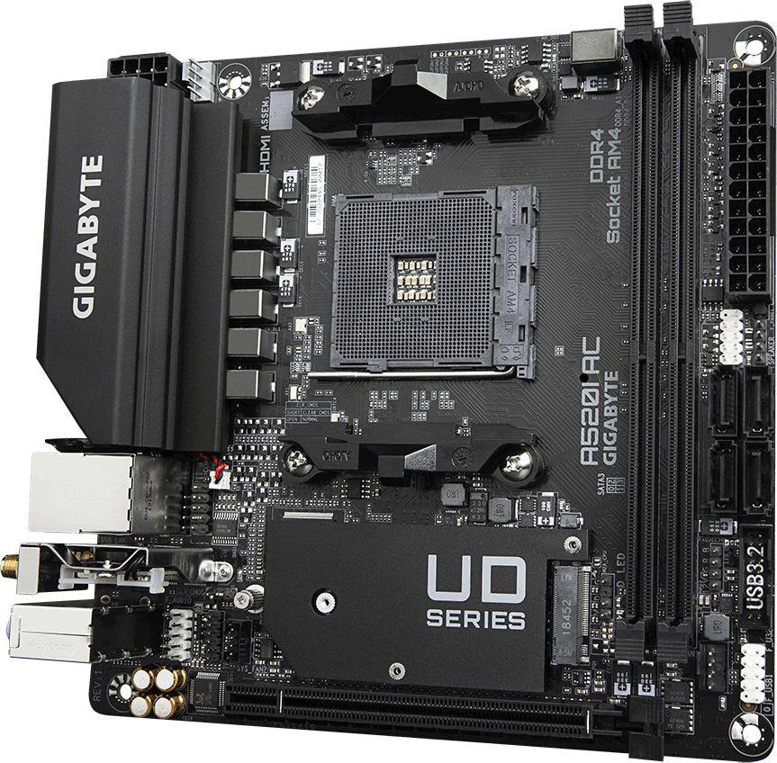 Pllakë amë Gigabyte A520I AC, Mini ITX, AMD Ryzen, DDR4, PCIe 3.0 x4 M.2, e zezë
