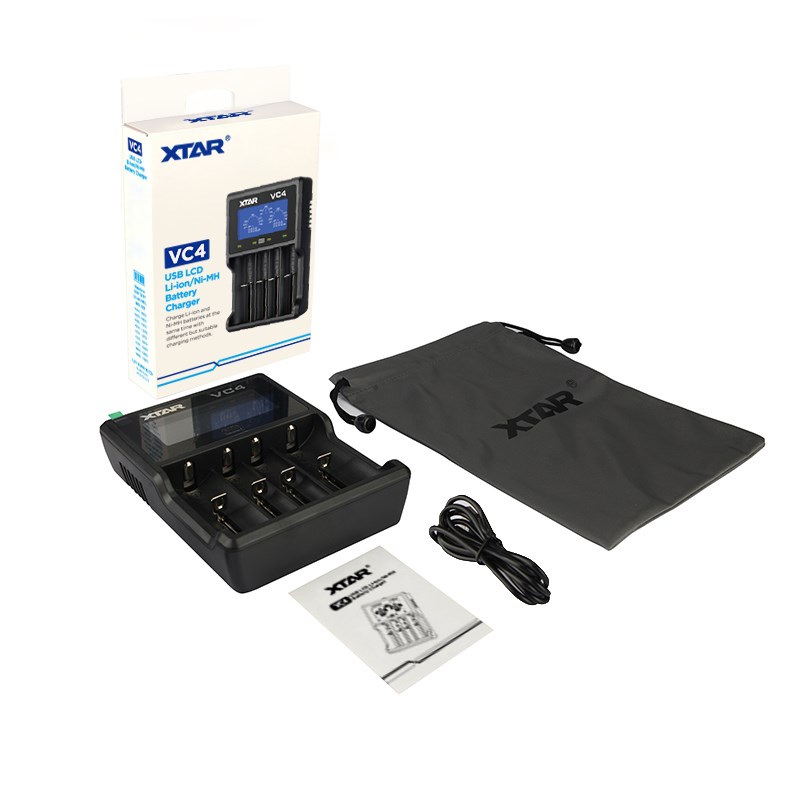 Ngarkues baterish Xtar VC4, 4 slote, ekran LCD, i zi