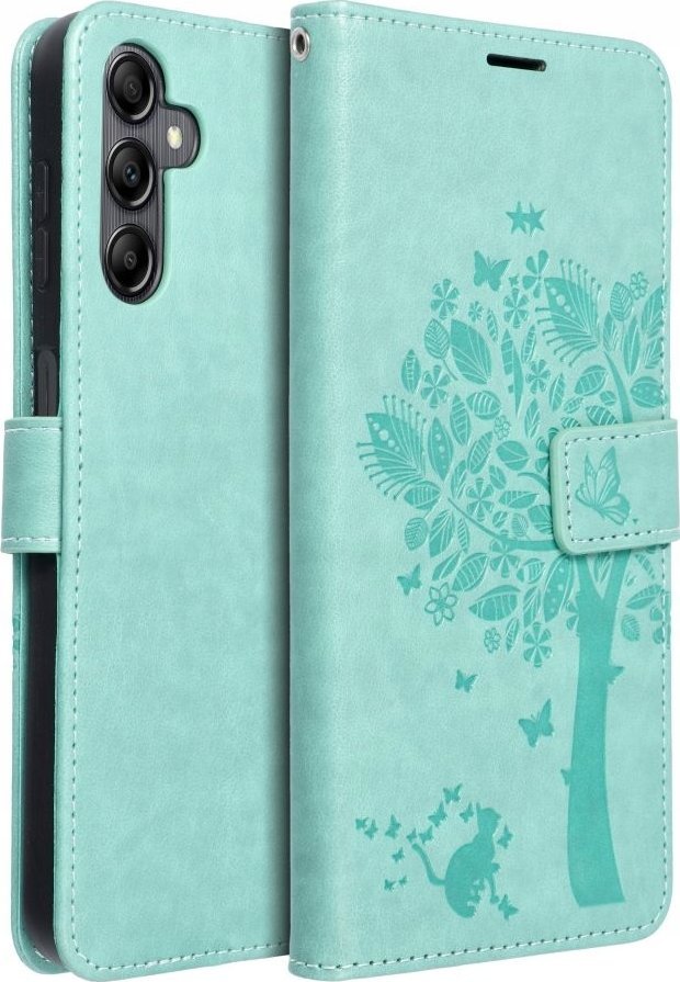 Këllëf telefoni Mezzo Book për Samsung A15 5G, me xhepa për karta, mbyllje magnetike, jeshile