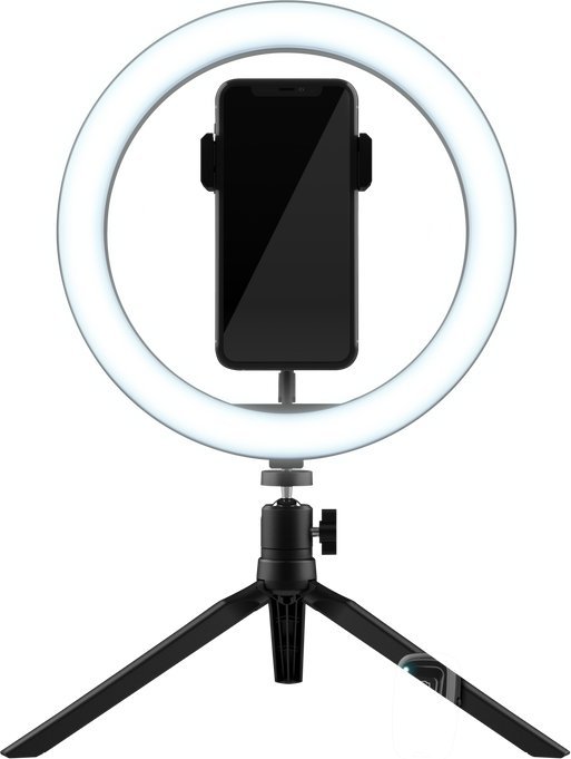 Dritë ring LED Trust Maku+ 2in1 24881, 10", tripod, e bardhë