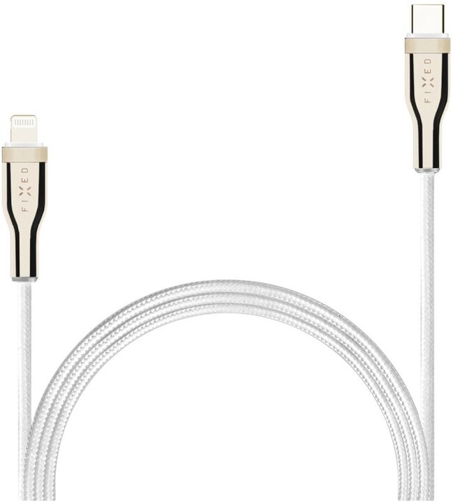 Kabllo FIXED, USB-C - Lightning, MFi, PD, 1.2m, e bardhë