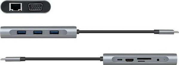 Docking station LogiLink UA0383, USB C 10 in 1, Power Delivery, argjendtë